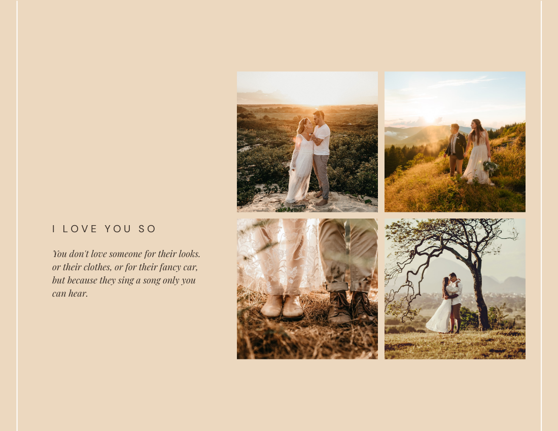 婚禮照相簿 模板。 Romantic Wedding Anniversary Photo Book (由 Visual Paradigm Online 的婚禮照相簿軟件製作)