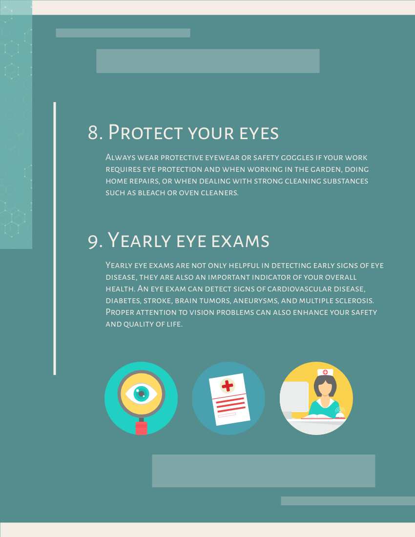 小册子 模板。How to Protect Your Vision Booklet (由 Visual Paradigm Online 的小册子软件制作)