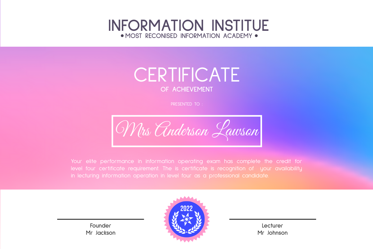 Certificate template: Holographic Multipurpose Certificate (Created by InfoART's Certificate maker)