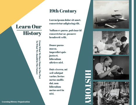 Brochure template: Learning History Brochure (Created by Visual Paradigm Online's Brochure maker)