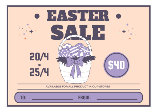 Editable giftcards template:Easter Sales Gift Card