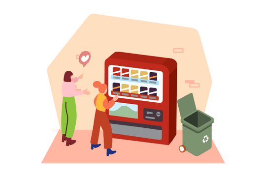 技术插图 模板。Using Vending Machine Illustration (由 Visual Paradigm Online 的技术插图软件制作)