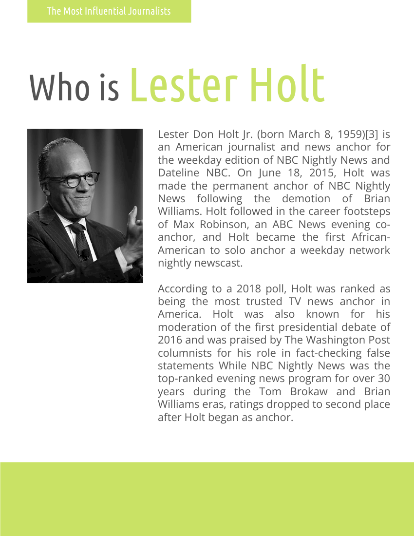 Lester Holt Biography