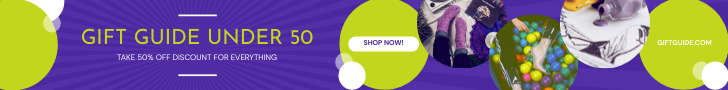 Purple And Green Circular Photos Gift Guide Banner Ad