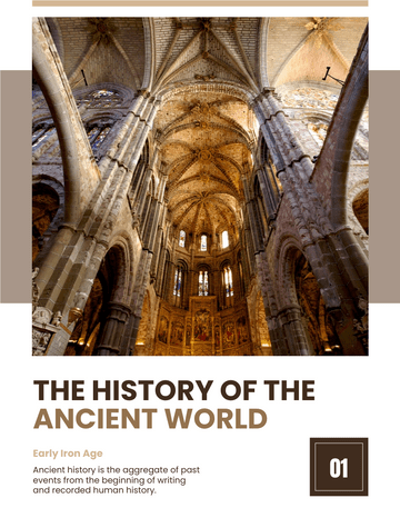 小册子 模板。The History Of Ancient World Booklet (由 Visual Paradigm Online 的小册子软件制作)