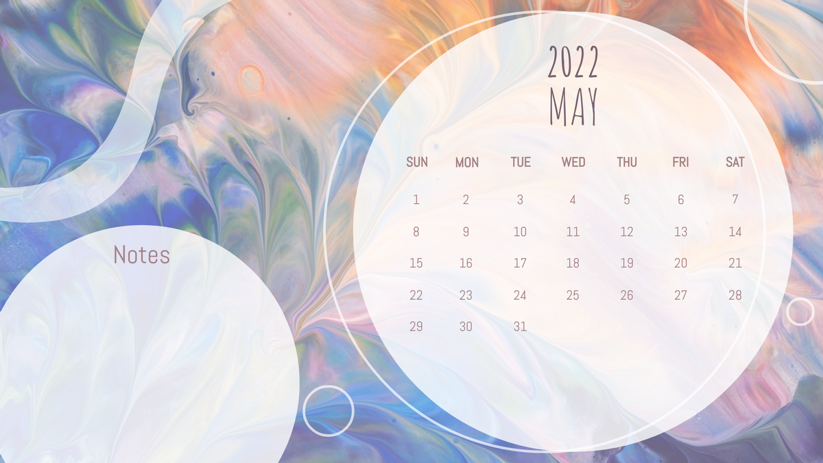 Calendar template: Watercolor Calendar With Notes (Created by Visual Paradigm Online's Calendar maker)