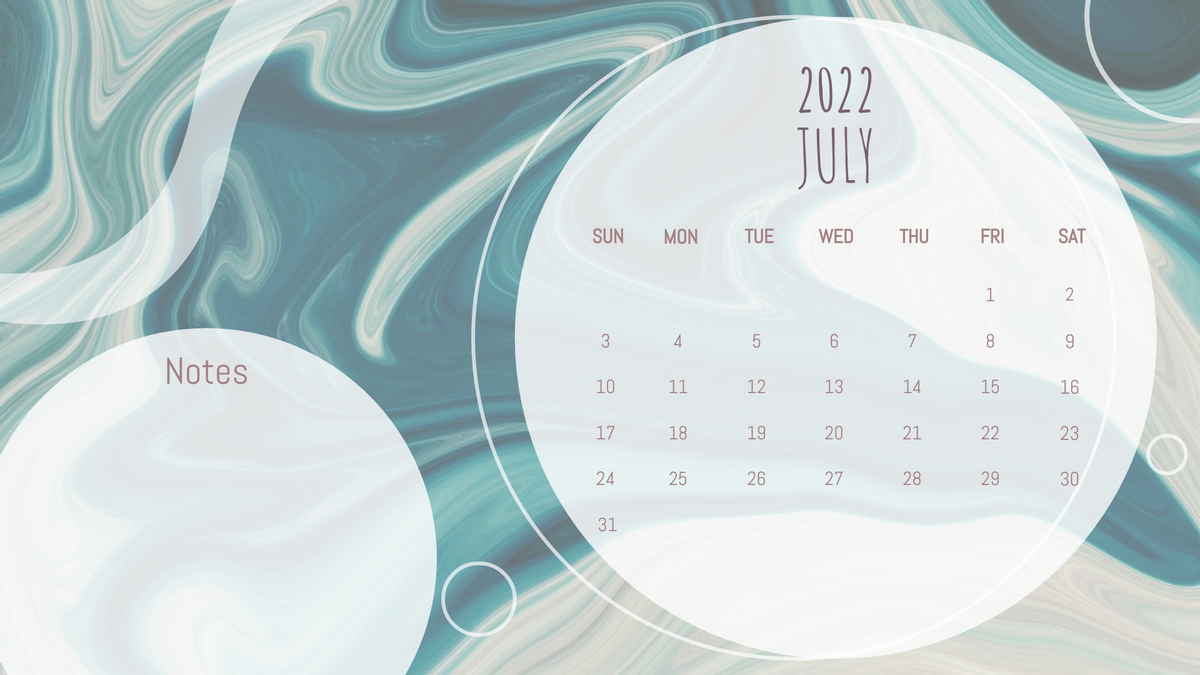 Calendar template: Watercolor Calendar With Notes (Created by Visual Paradigm Online's Calendar maker)