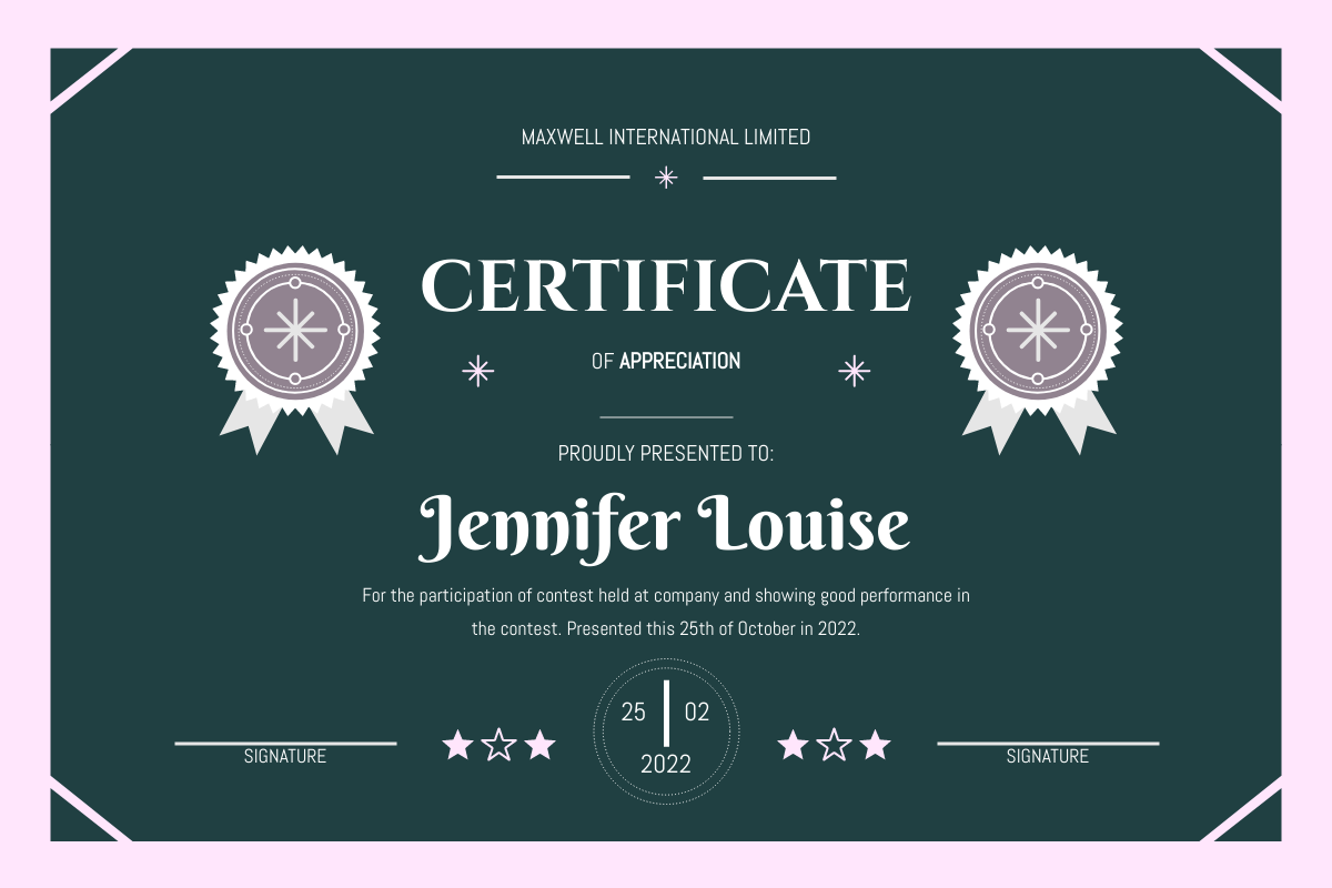 Purple And Green Starry Certificate