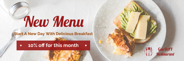 Email Header template: Breakfast Menu And Discount Email Header (Created by Visual Paradigm Online's Email Header maker)