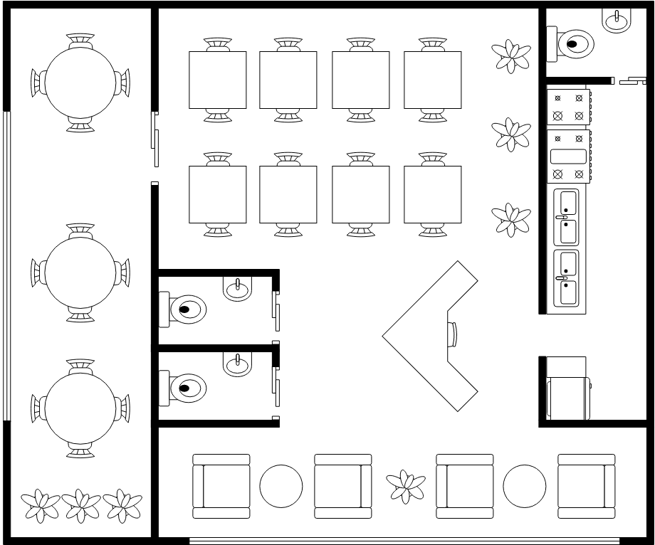 Floor Plan template: Café Floor Plan (Created by Visual Paradigm Online's Floor Plan maker)