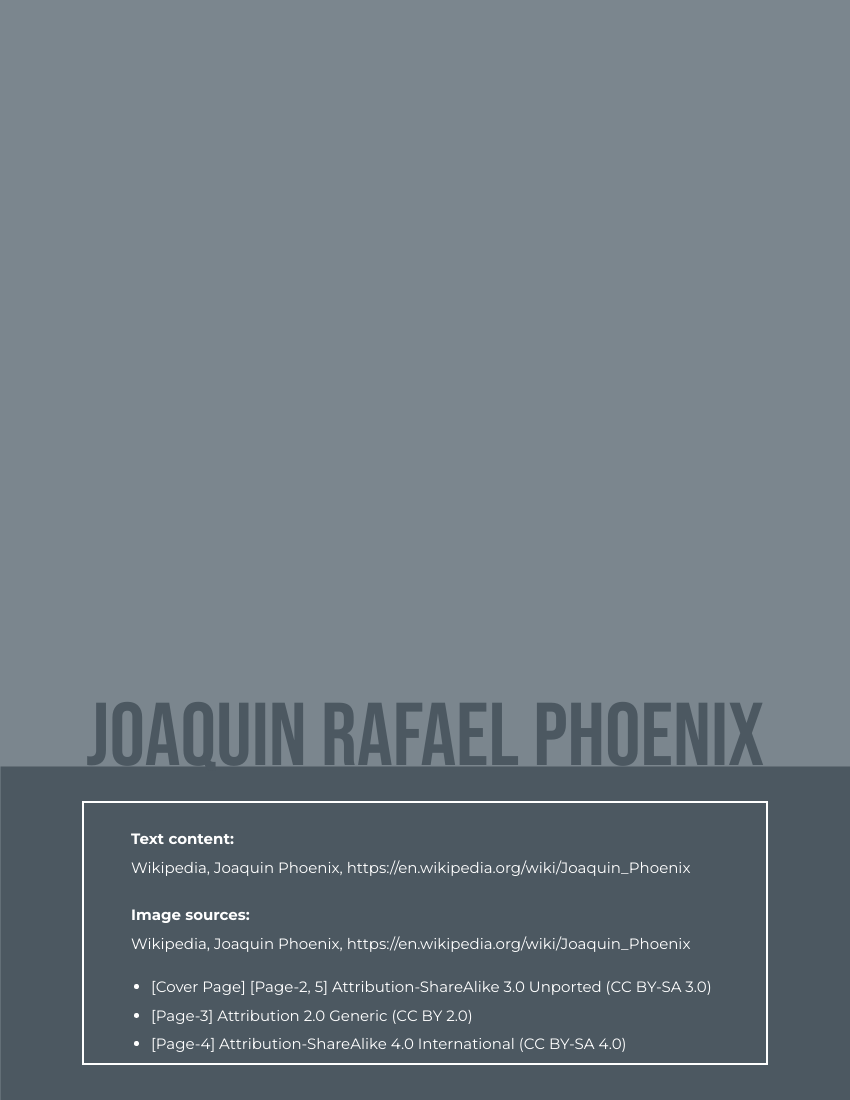 Biography template: Joaquin Rafael Phoenix Biography (Created by Visual Paradigm Online's Biography maker)