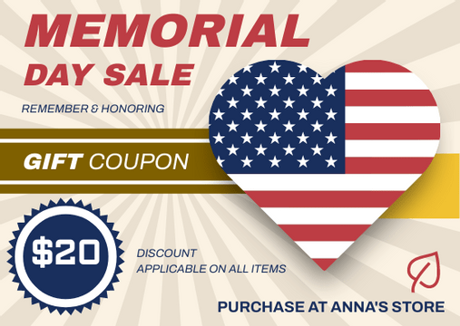 Editable giftcards template:Memorial Day Sale Gift Card