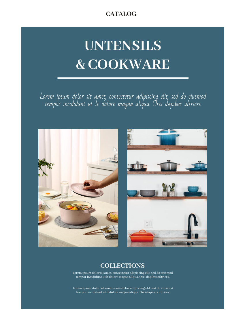 產品目錄 模板。 Utensils And Cookware Catalog (由 Visual Paradigm Online 的產品目錄軟件製作)