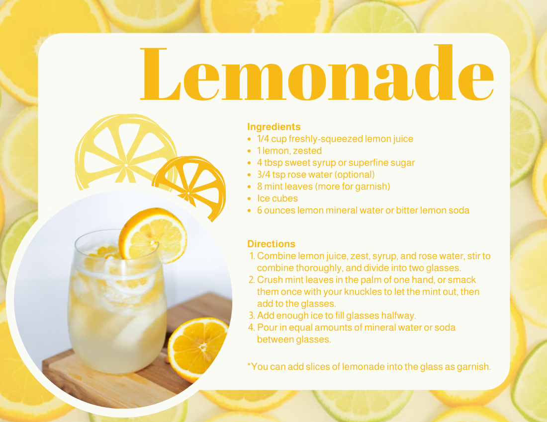 Recipe Card template: Lemonade Recipe Card (Created by Flipbook's Recipe Card maker)