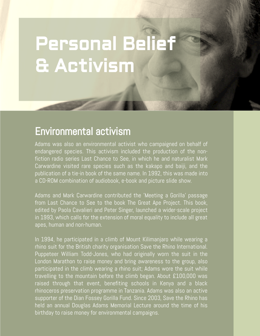 Biography template: Douglas Adams Biography (Created by Visual Paradigm Online's Biography maker)