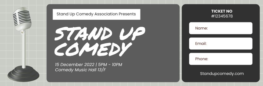 Ticket template: Stand Up Comedy Ticket (Created by InfoART's Ticket maker)