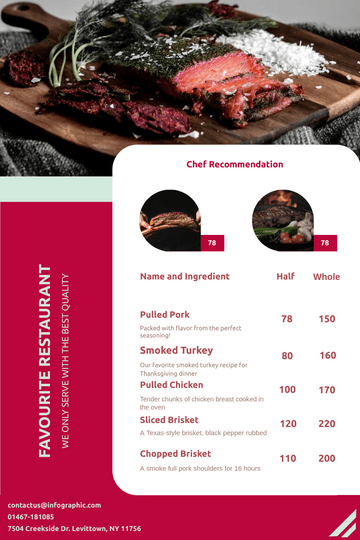 Editable menus template:Shiraz Steak Menu