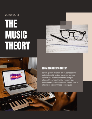 小册子 模板。The Music Theory Booklet (由 Visual Paradigm Online 的小册子软件制作)