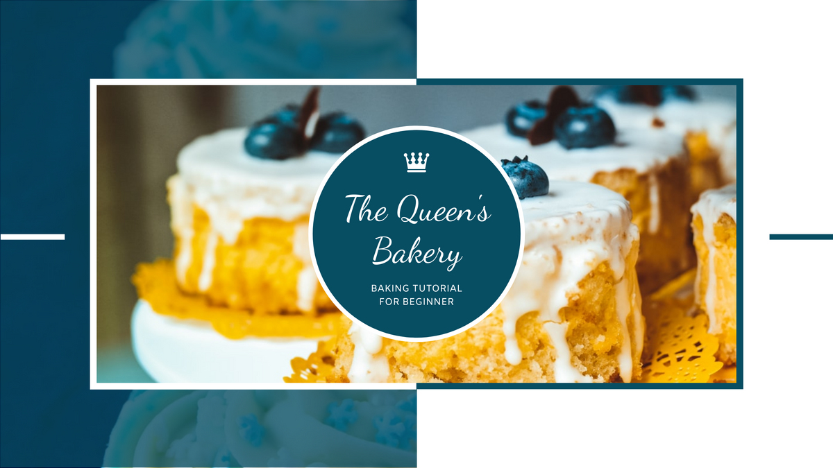 YouTube Channel Art template: Blue And White Cake Photo Baking YouTube Channel Art (Created by Visual Paradigm Online's YouTube Channel Art maker)