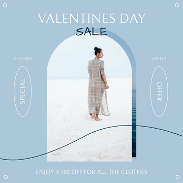 Editable instagramposts template:Blue Soft Valentines Day Limited Sale Instagram Post