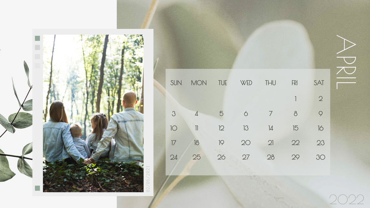 Calendar 模板。 Family Photo Calendar (由 Visual Paradigm Online 的Calendar軟件製作)