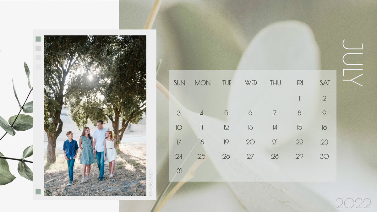 Calendar 模板。Family Photo Calendar (由 Visual Paradigm Online 的Calendar软件制作)