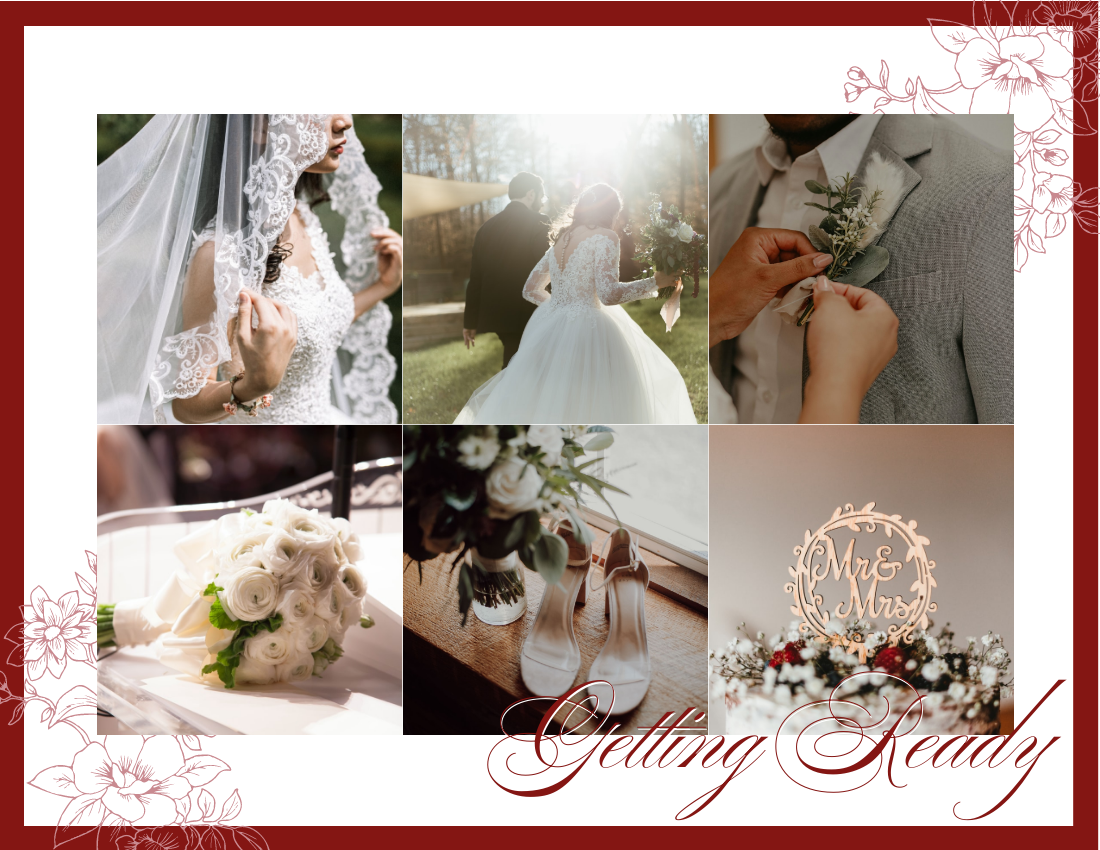 婚禮照相簿 模板。 Romantic Rose Wedding Photo Book (由 Visual Paradigm Online 的婚禮照相簿軟件製作)