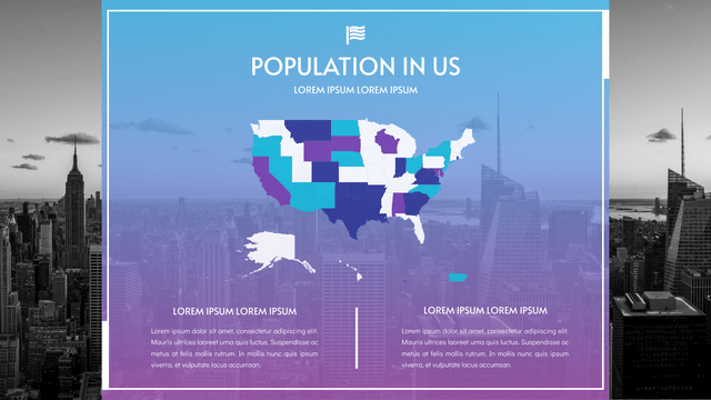 Geo Maps template: Population In US Geo Map  (Created by Visual Paradigm Online's Geo Maps maker)