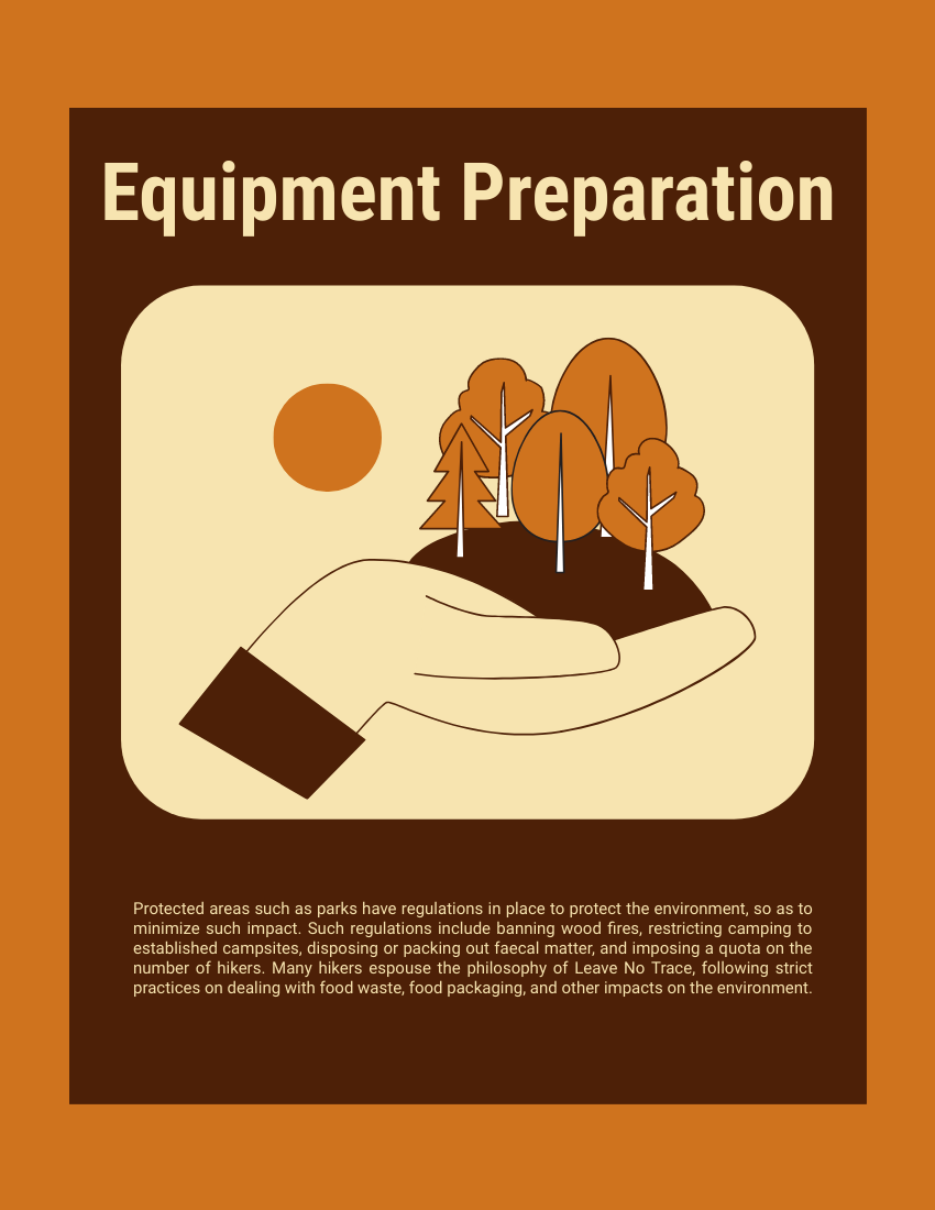 小册子 模板。Hiking Preparation Booklet (由 Visual Paradigm Online 的小册子软件制作)