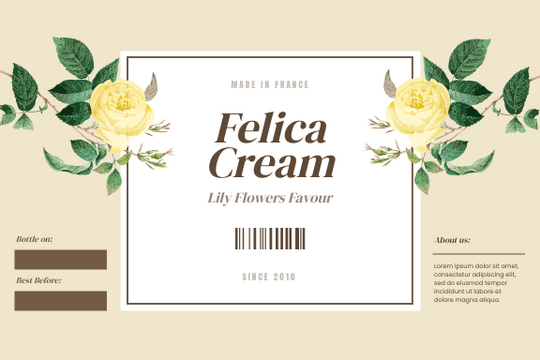 Lily Flowers Cream Product Label