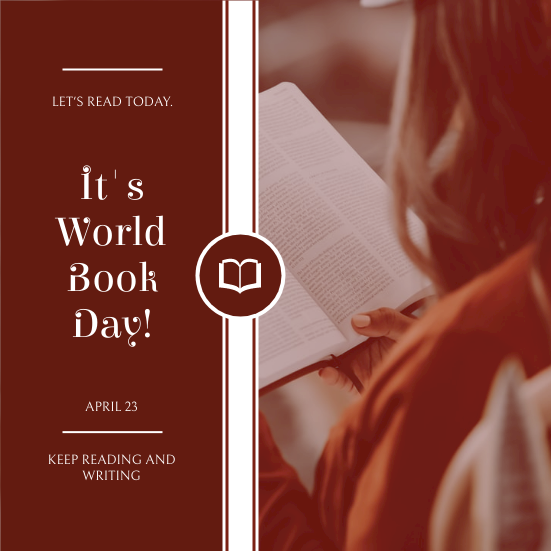 Invitation template: Red Reading Books Photo World Book Day Invitation (Created by InfoART's Invitation maker)