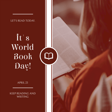 Editable invitations template:Red Reading Books Photo World Book Day Invitation