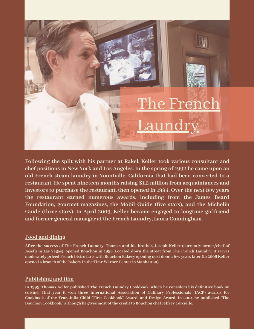 Biography template: Thomas Keller Biography (Created by Visual Paradigm Online's Biography maker)