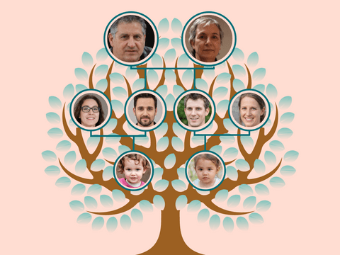 Family Trees template: Pink Round Family Tree with Background (Created by Visual Paradigm Online's Family Trees maker)