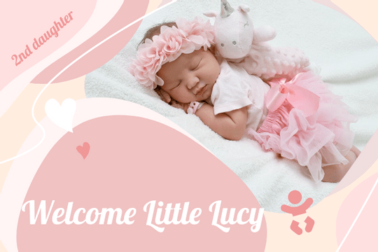 Editable greetingcards template:Welcome Little Baby Girl Greeting Card