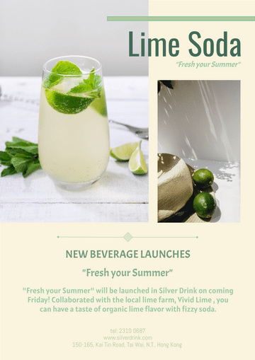 Editable flyers template:New Drink Launches Flyer