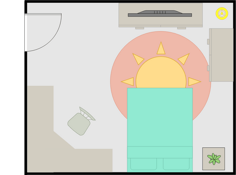 Bedroom Floor Plan template: Guest Bedroom (Created by InfoART's Bedroom Floor Plan marker)