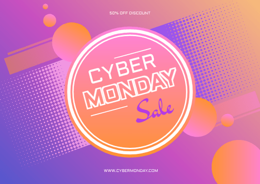 Gift Cards template: Violet Gradient Cyber Monday Sale Gift Card (Created by Visual Paradigm Online's Gift Cards maker)
