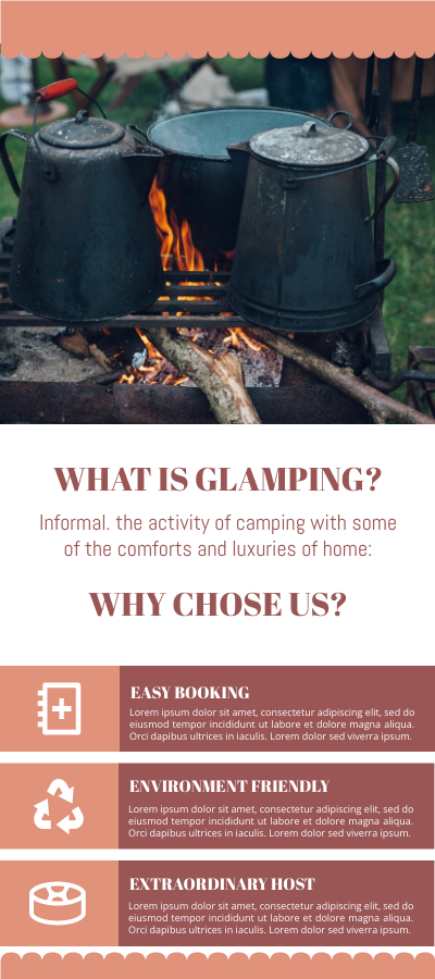 Rack Card template: Glamping Site Host Rack Card (Created by Visual Paradigm Online's Rack Card maker)