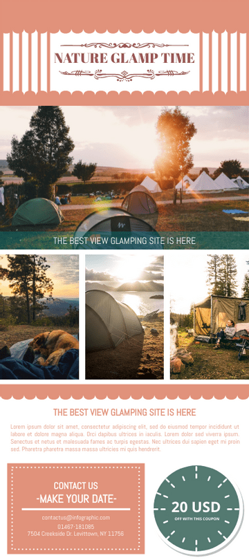 Rack Card template: Glamping Site Host Rack Card (Created by Visual Paradigm Online's Rack Card maker)