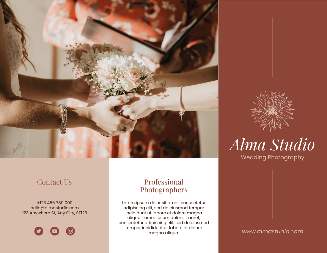 Brochure template: Wedding Photography Studio Brochure (Created by Visual Paradigm Online's Brochure maker)
