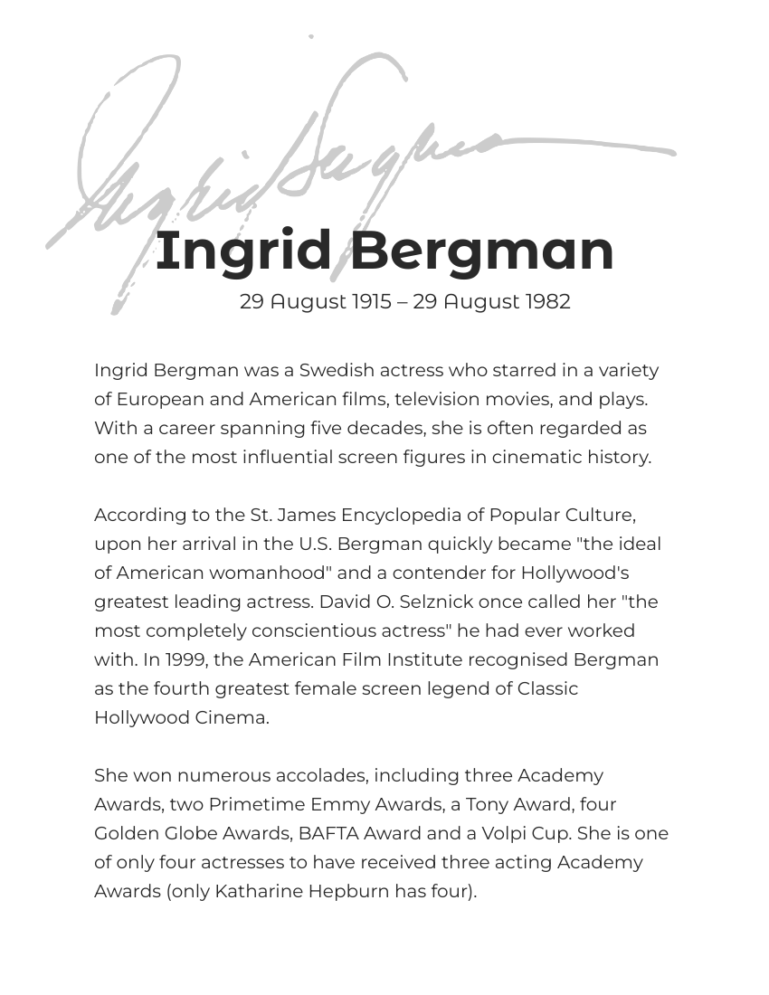 Ingrid Bergman Biogarphy