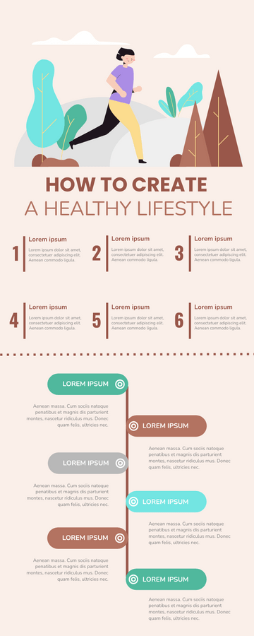 Editable infographics template:Create A Healthy Lifestyle Infographic
