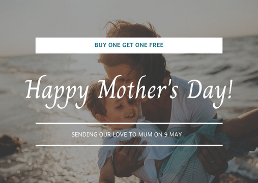 Editable giftcards template:Simple White Mother's Day Photo Gift Card