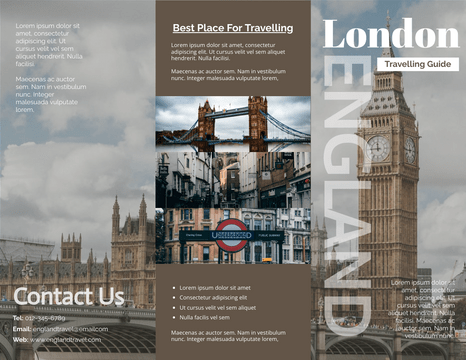 Brochure template: England Travelling Guide Brochure (Created by Visual Paradigm Online's Brochure maker)