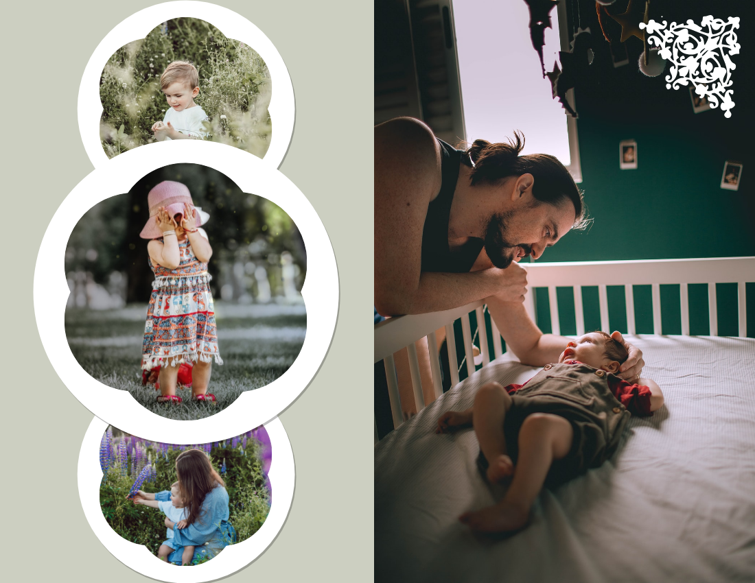 Baby Photo book template: Green Elegant Lace Baby Photo Book (Created by Visual Paradigm Online's Baby Photo book maker)