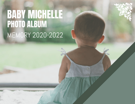 婴儿照相簿 模板。Green Elegant Lace Baby Photo Book (由 Visual Paradigm Online 的婴儿照相簿软件制作)