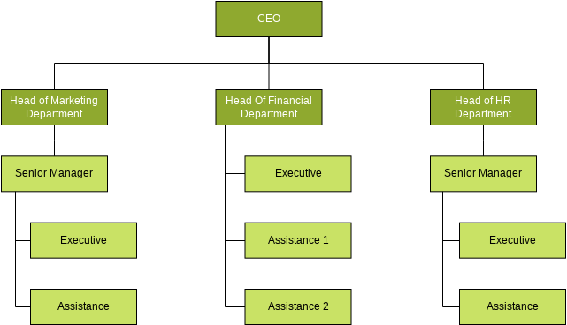 Company Organization Chart With 3 Department (Organization Chart Example)