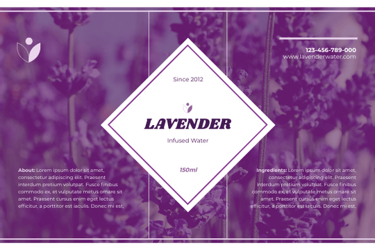 Editable labels template:Lavender Water Product Label
