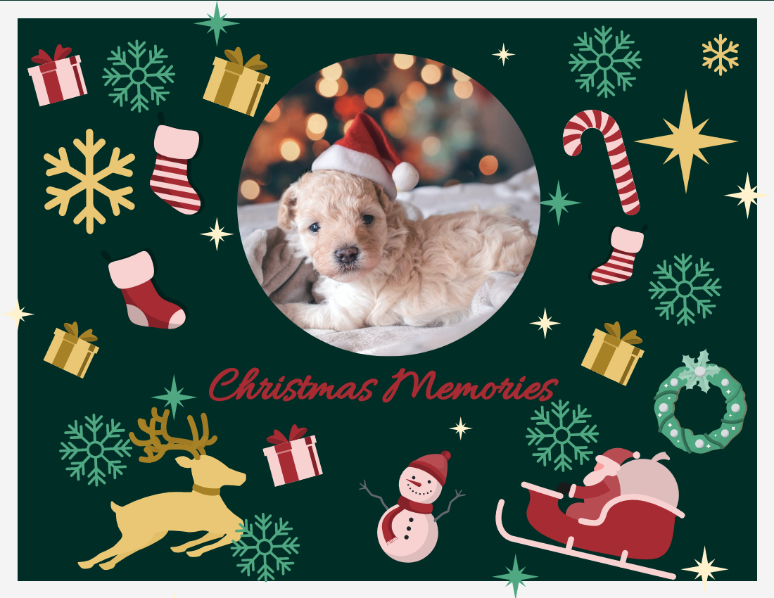 慶祝活動照相簿 模板。 Christmas Memories Photo Book (由 Visual Paradigm Online 的慶祝活動照相簿軟件製作)